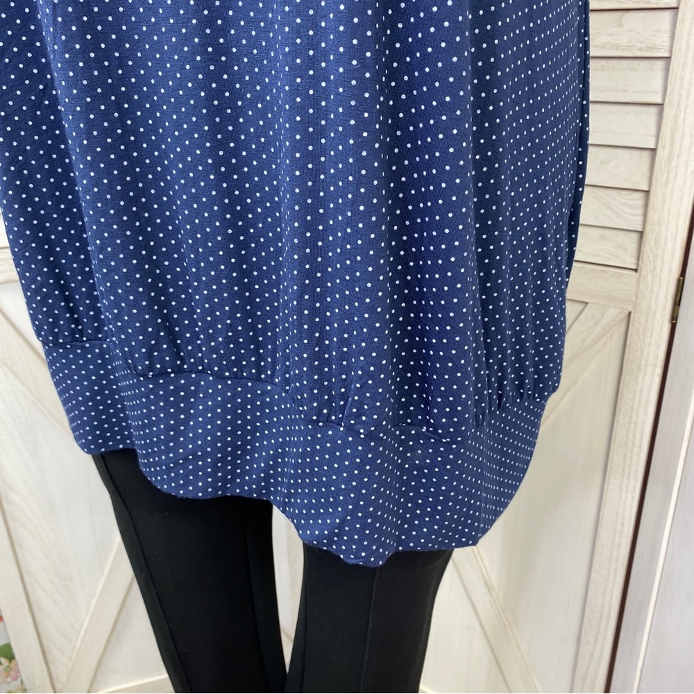 Uniform John Paul Richard Polka Dot Tie Neck Halter Top Shirt Blue White XL - Picture 6 of 11